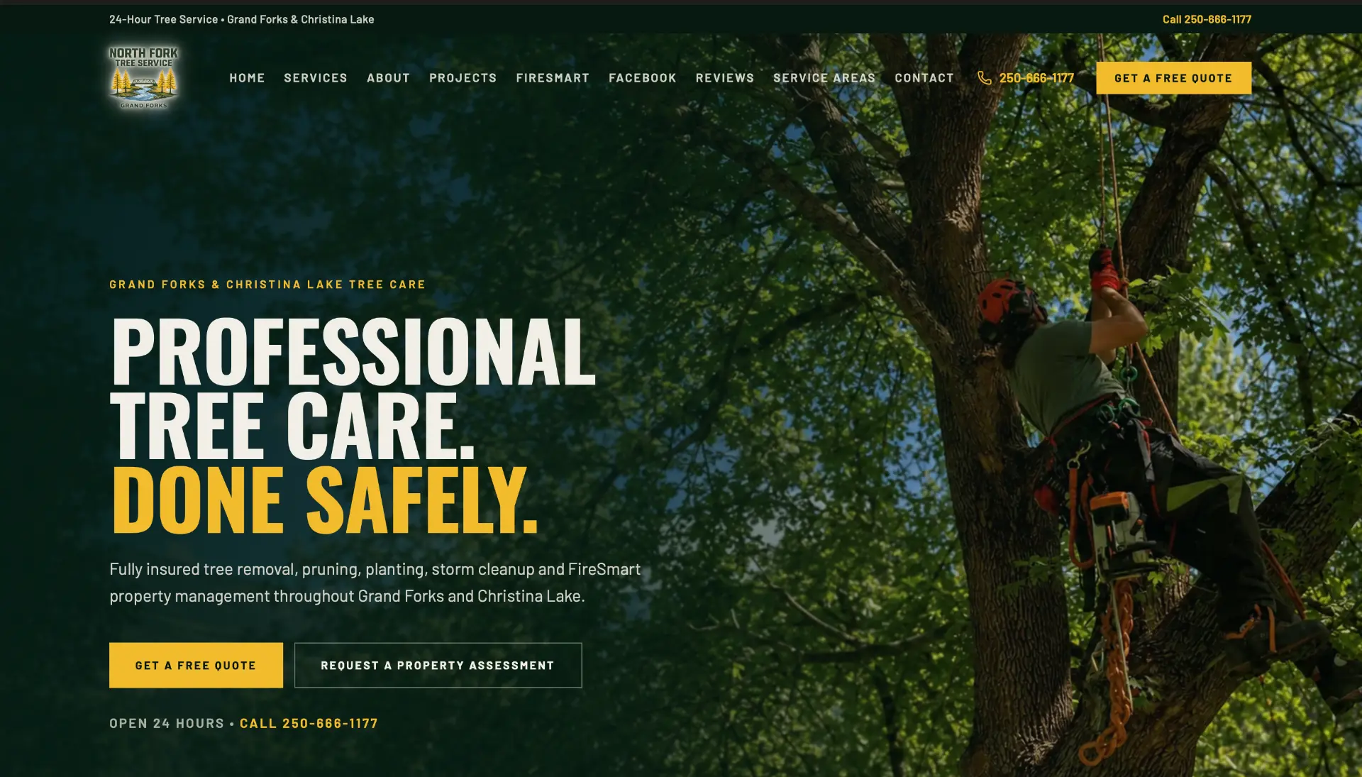 Website preview: North Fork Tree Service