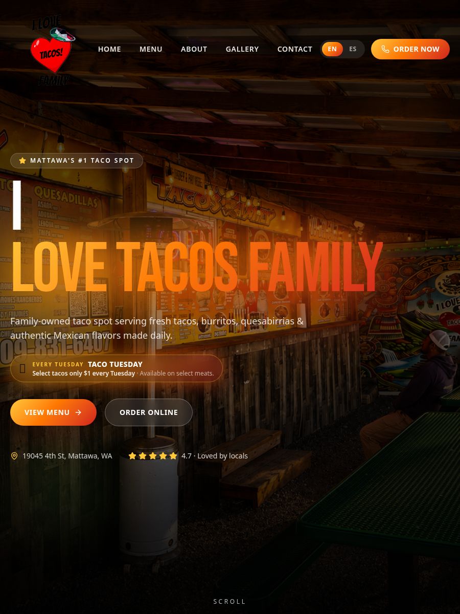 Website preview: I Love Tacos Family