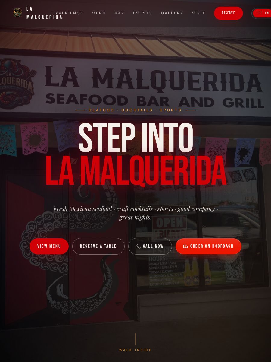 La Malquerida Seafood Bar & Grill — website design